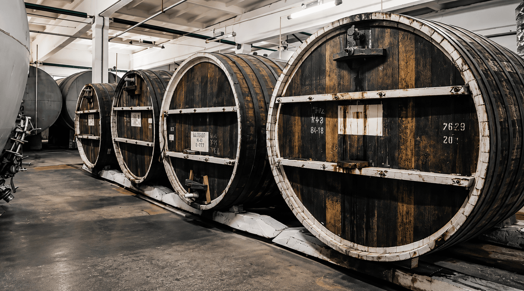 Large oak casks in the cellar