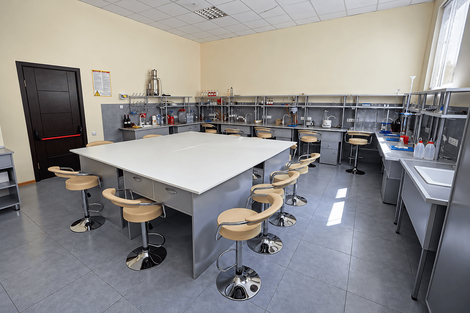 The laboratory's central workbench