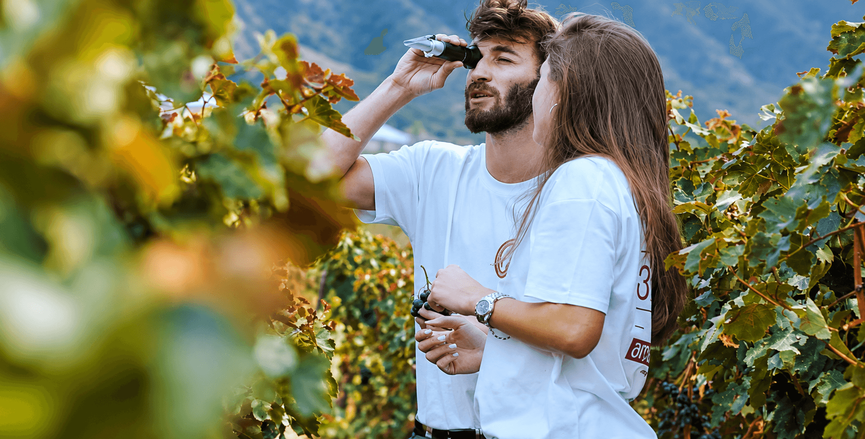 A student checks the grapes’ sugar with a refractometer